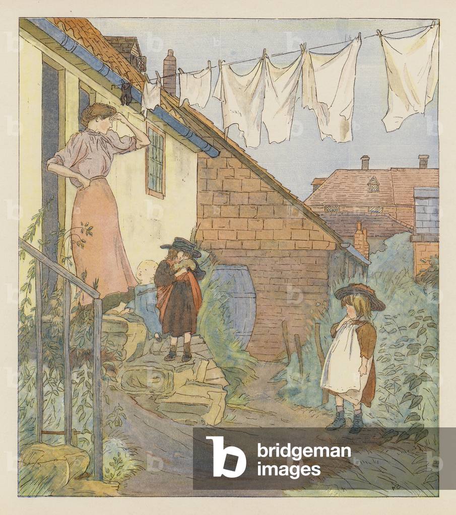 Bild von Druck "Das Haus hat kein Glück (Farblitho)" 1901 von Alice Maud Beddington