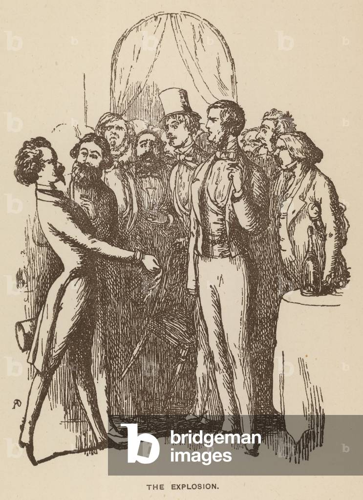 Bild von Druck "Illustration für The Newcomes von Thackeray (litho)" von English School, b/w