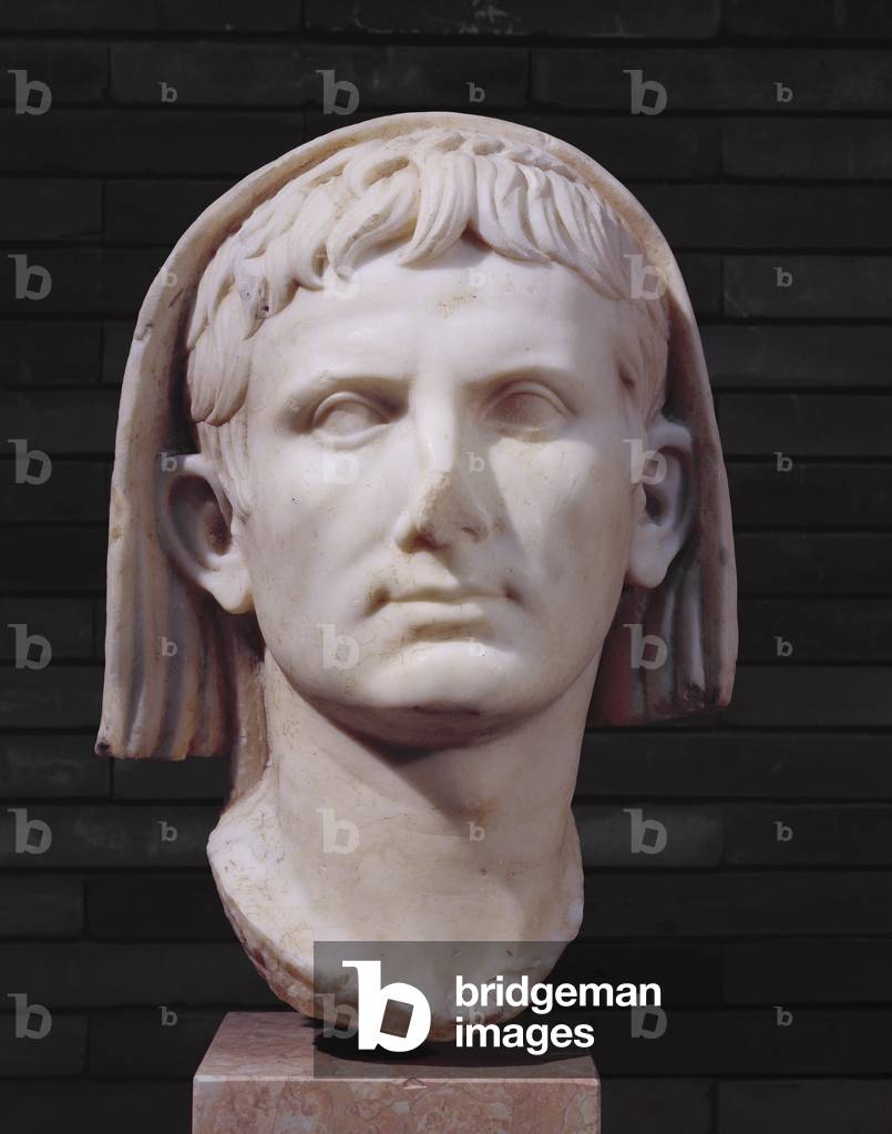 Veiled head of Emperor Augustus (marble)