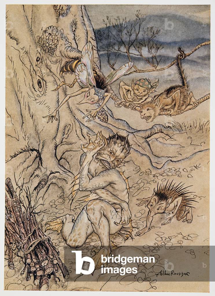 Per ogni sciocchezza sono su di me, illustrazione da «The Tempest» di William Shakespeare, pub. 1926 (color li