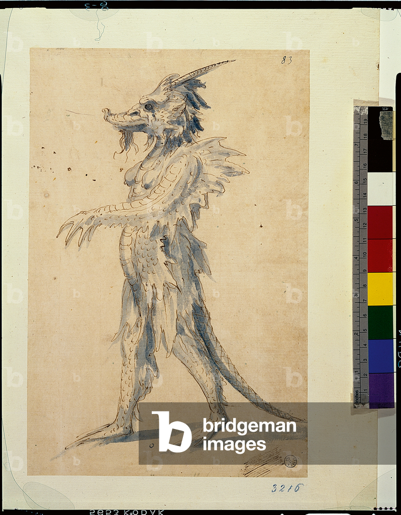 Image of Drawing depicting Dragon (pencil drawing) by Giuseppe Arcimboldo