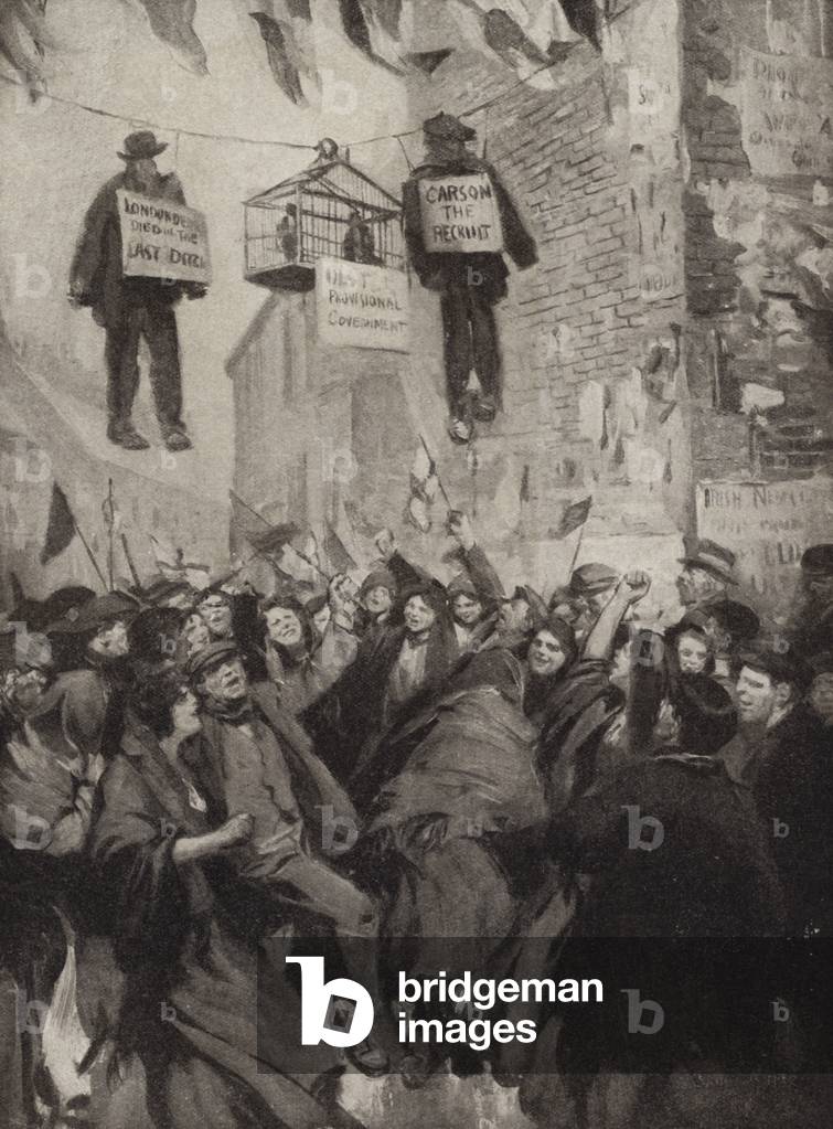 Immagine di Stampa "Manifestanti di Belfast contro i leader unionisti dell'Ulster (lito)" di English School