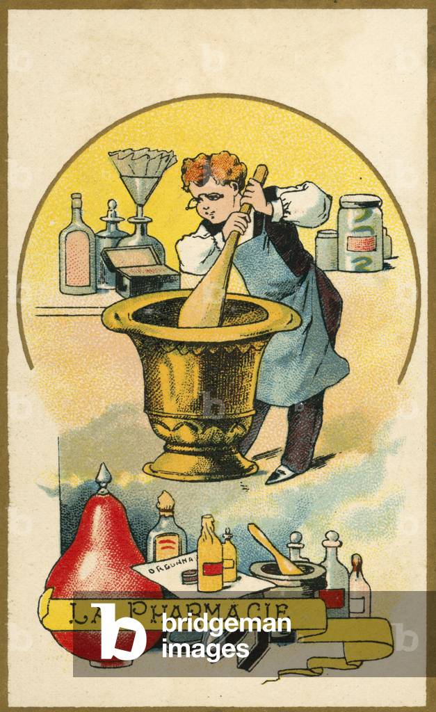 "Farmacia (cromolito)" 1801 di French School