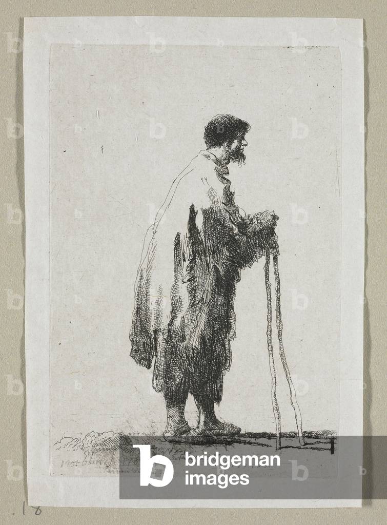"Bettler in Profil nach rechts", 1787 von Stefan Juliusz Norblin de la Gourdaine