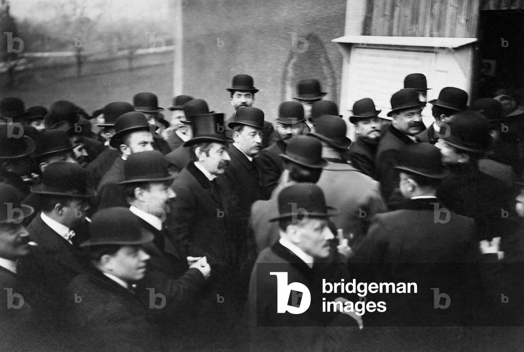 Image of Photography depicting Aristide Briand at a caucus in France 1910, b/w