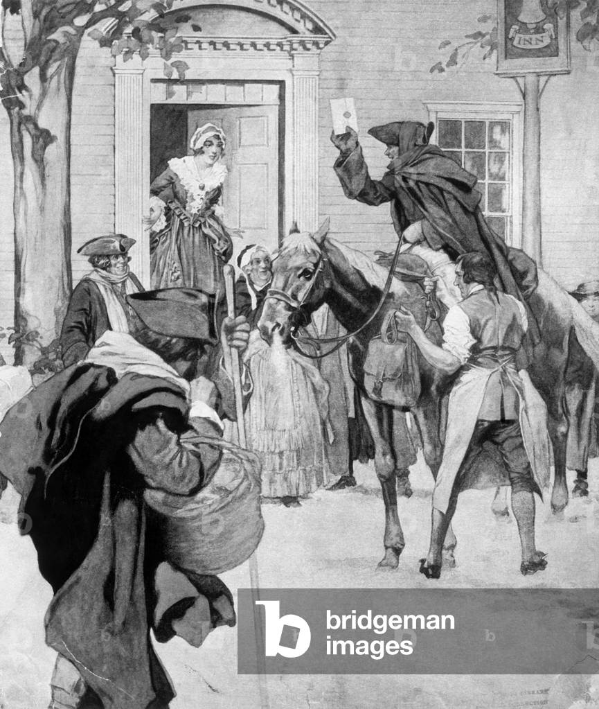 Illustration of colonial mail service (print)