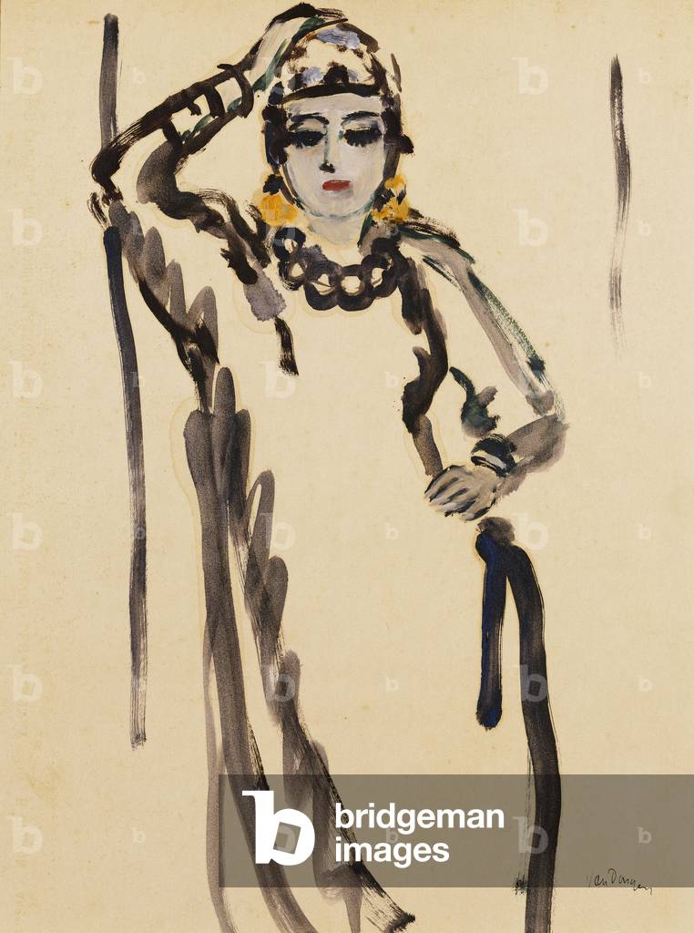 Donna in piedi con Collana; Femme Debout au Collier, (olio su tavola)