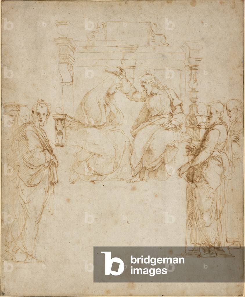 Die Krönung der Jungfrau WA1846.206 (Stift & braune Tinte über blind Stylus, die Kanten des Blattes in schwarz