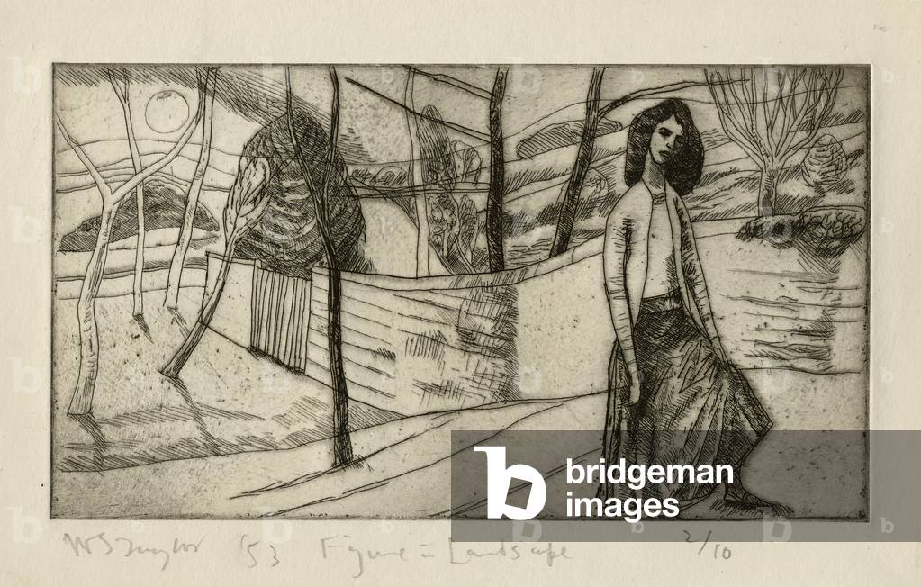 figura in paesaggio 1953 (acquaforte)