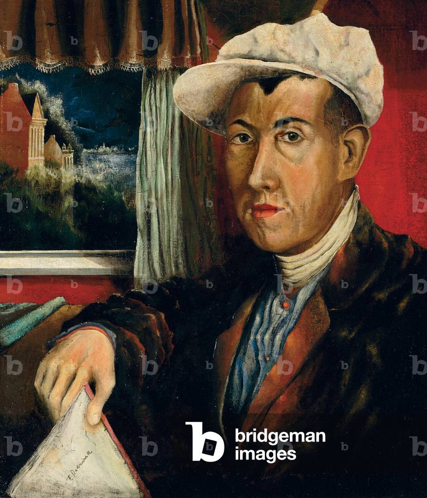 autoritratto con cappuccio blanco; Selbstbildnis mit weisser Kappe, 1924 (olio su tela)