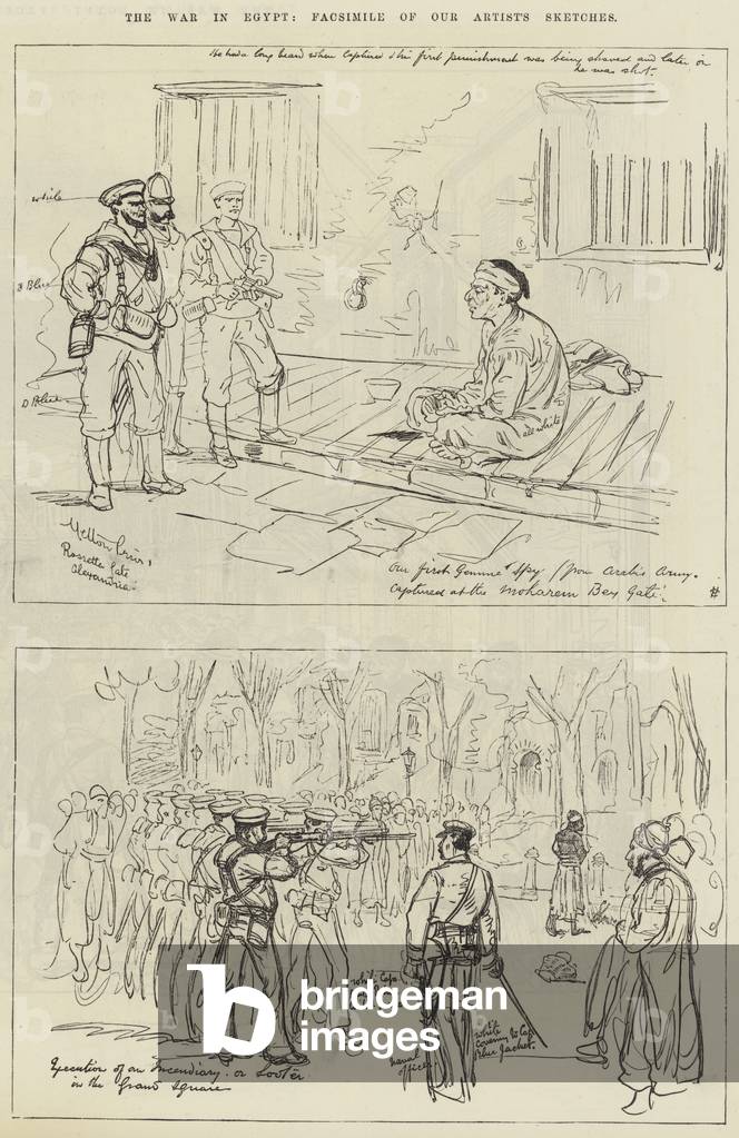 "Der Krieg in Ägypten (Gravur)" 1882 von Melton Prior, b/w