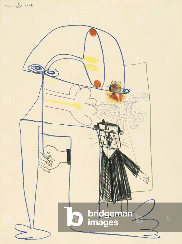 Senza titolo, aprile 1992 (pastello, pastello, matita colorata e biro su carta)