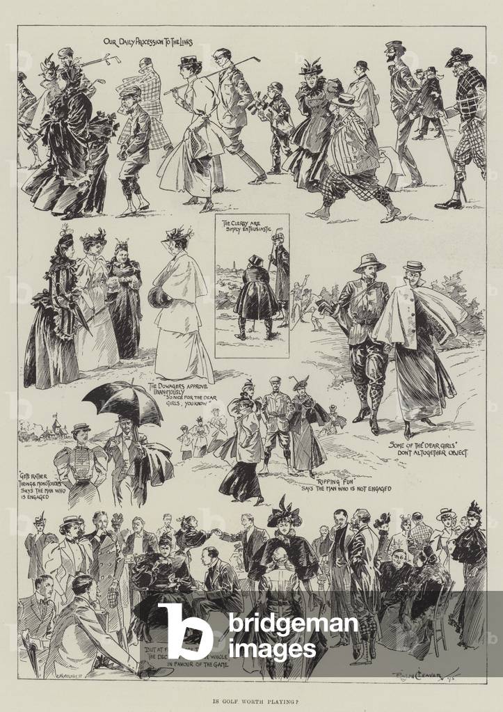 "Lohnt sich Golf zu spielen? (Gravur)" 1895 von Ralph Cleaver