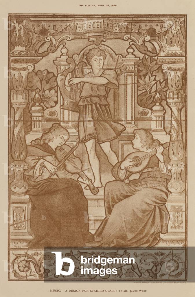 Image of 'Music,' A Design for Stained Glass (engraving) by