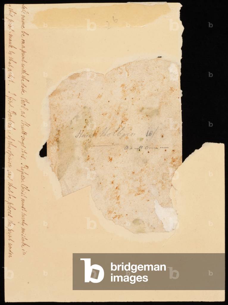 Uomo con cappello piumato visto da dietro, con una tazza nella mano sinistra, 1537 (penna e inchiostro marrone