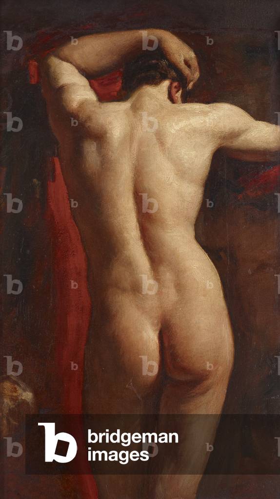 "akademische studie von einem männlichen akt" von William Etty, b/w