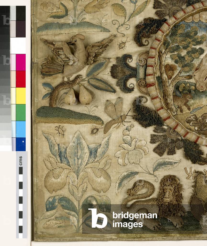 Bild von keine "Detail des Textilpaneels mit Das Opfer Isaaks" 1673 von British School