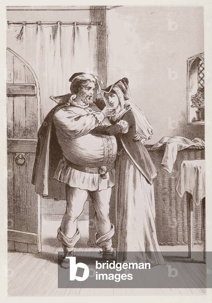 Falstaff und Herrin ford, die fröhlichen Frauen von Windsor (Gravur)