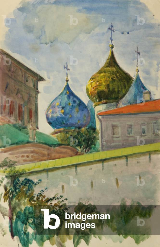 Immagine di Disegno "Cupole nella città vecchia russa" 1976 di Nina Shirokova