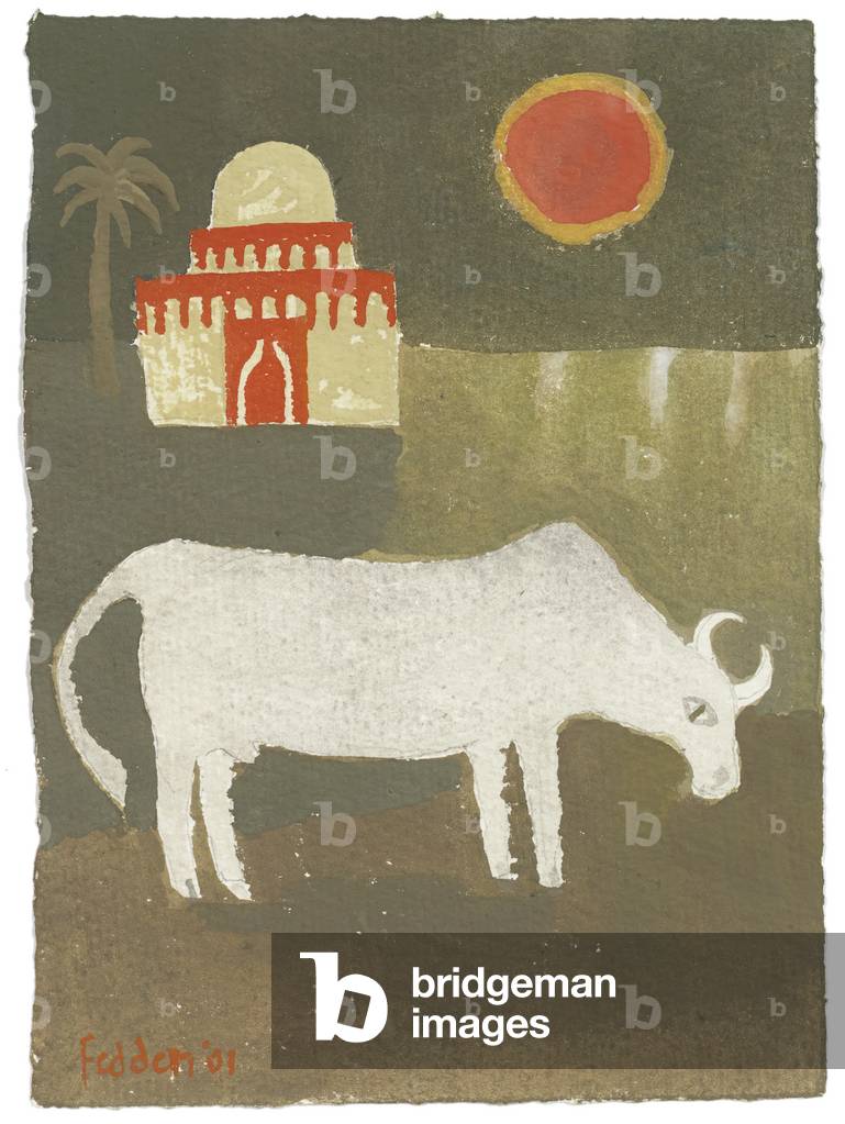 Bild von Gemälde "Landschaft mit Stier" 2001 von Mary Fedden