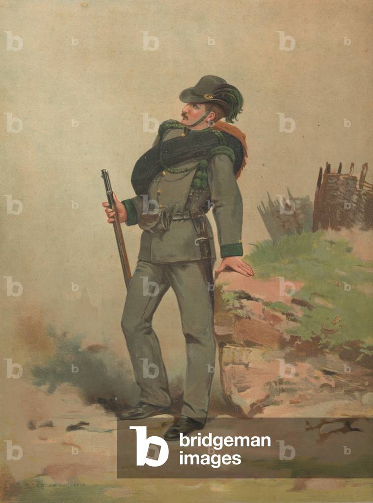 "Unidentifizierter französischer Soldat (Chromolitho)" 1801 von French School