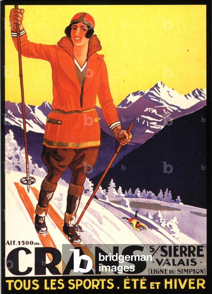 "Sciare nella stazione di Crans sur Sierre 1925" 1925