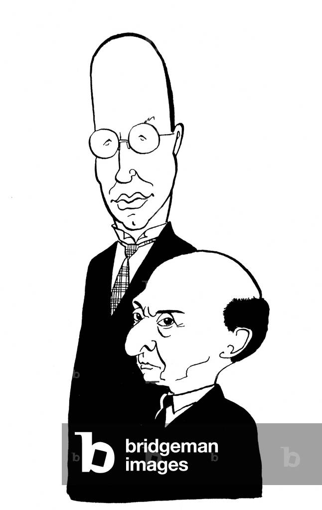 Image de Dessin représentant Sergei Sergeyevich Prokofiev - caricature du compositeur russe (à gauche) avec Ar