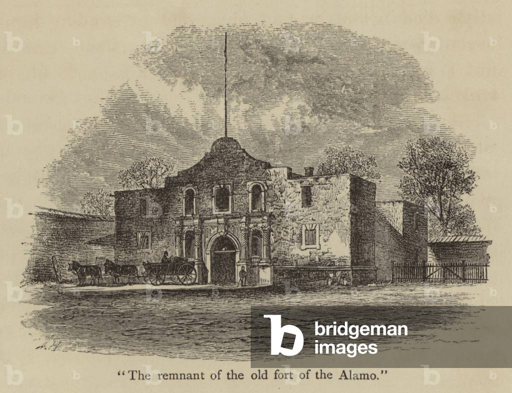 Image of 'The remnant of the old fort of the Alamo' (engraving) by