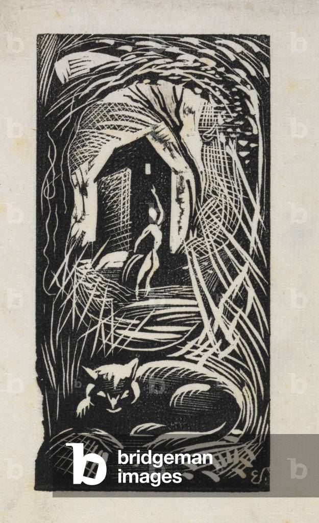 "(Katzenlandschaft) (Holzgravur)" von Edwin Smith, b/w