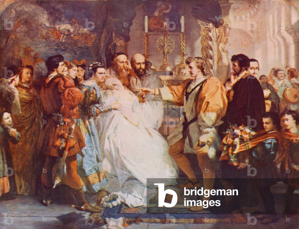 Shakespeare: The Repudiation of Hero, Much Ado about Nothing, Act IV, Scene 1 (colour litho)