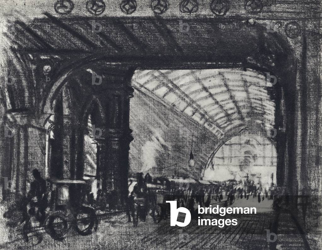 Immagine di Stampa "Stazione di St Pancras (lito)" di Joseph Pennell