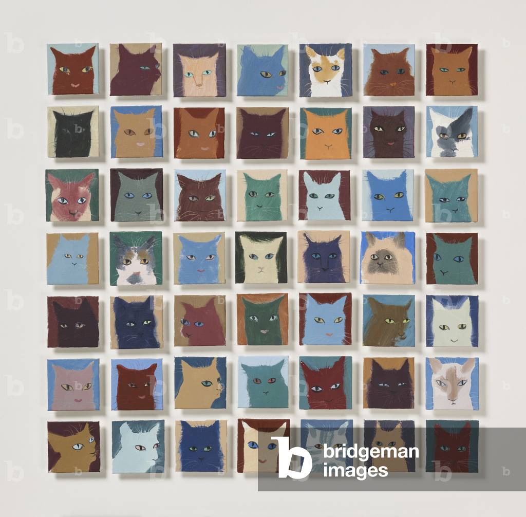 49 Katzen, 2022 (Öl auf Leinwand)