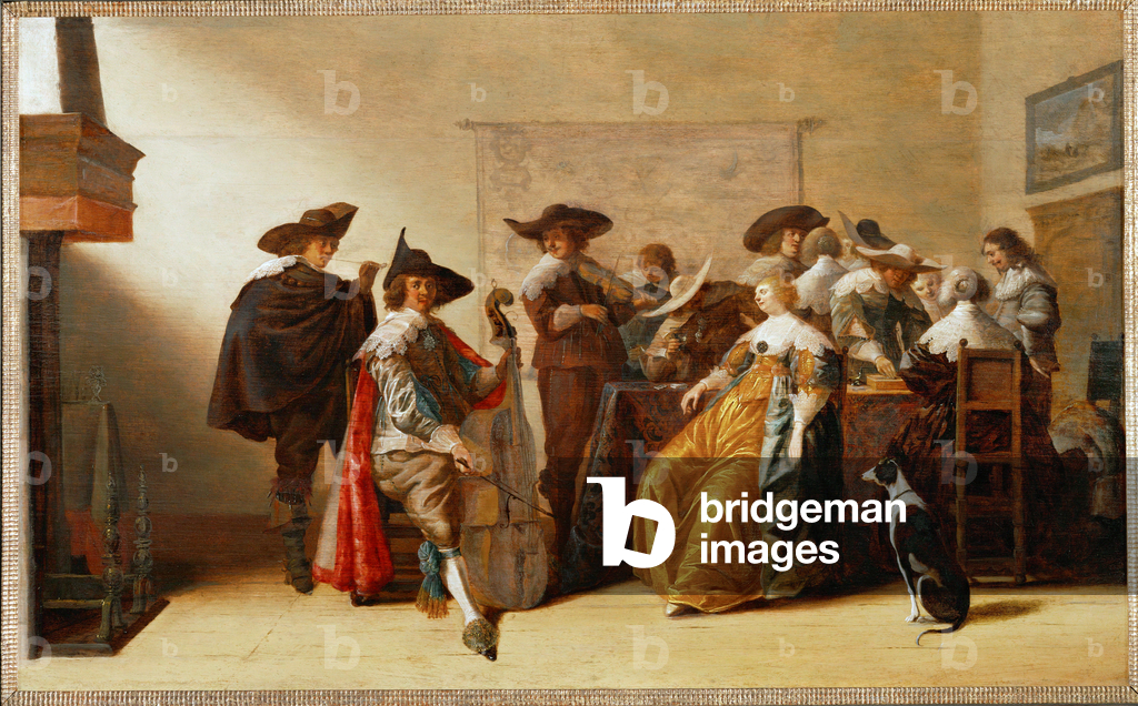 Scena di società (dipinto su legno di quercia)