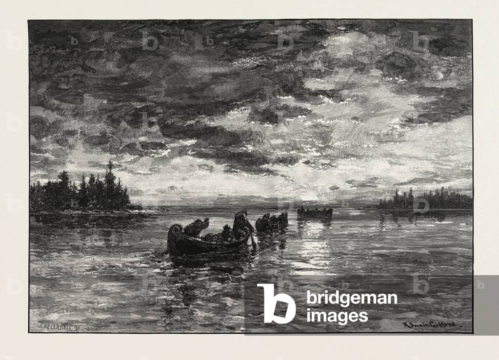 Image de Gravure représentant Lever du soleil sur le lac Supérieur