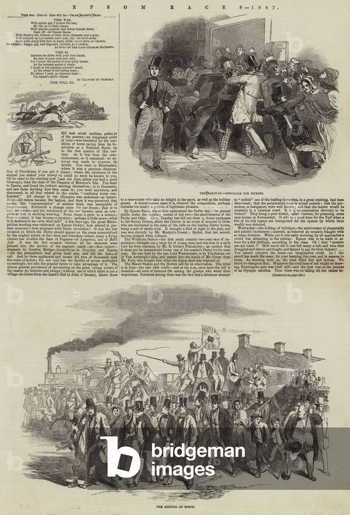 Epsom Races par English School, b/w