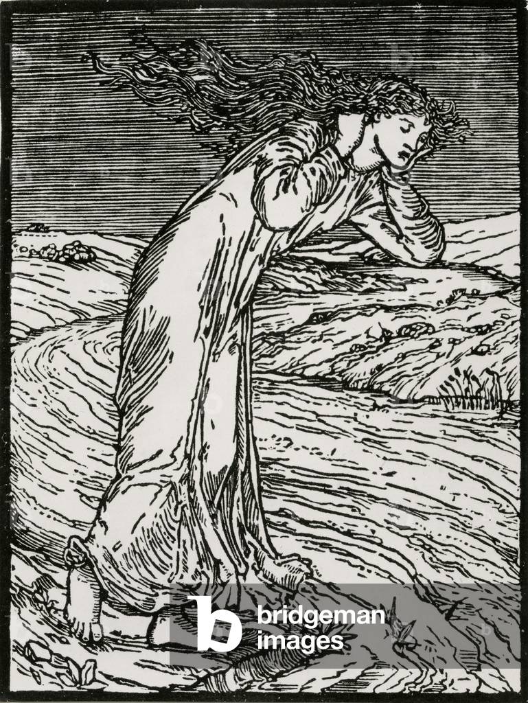 Bild von Gravur "Psyche Werft sich selbst in den Fluss" 1866 von Edward Coley Burne-Jones