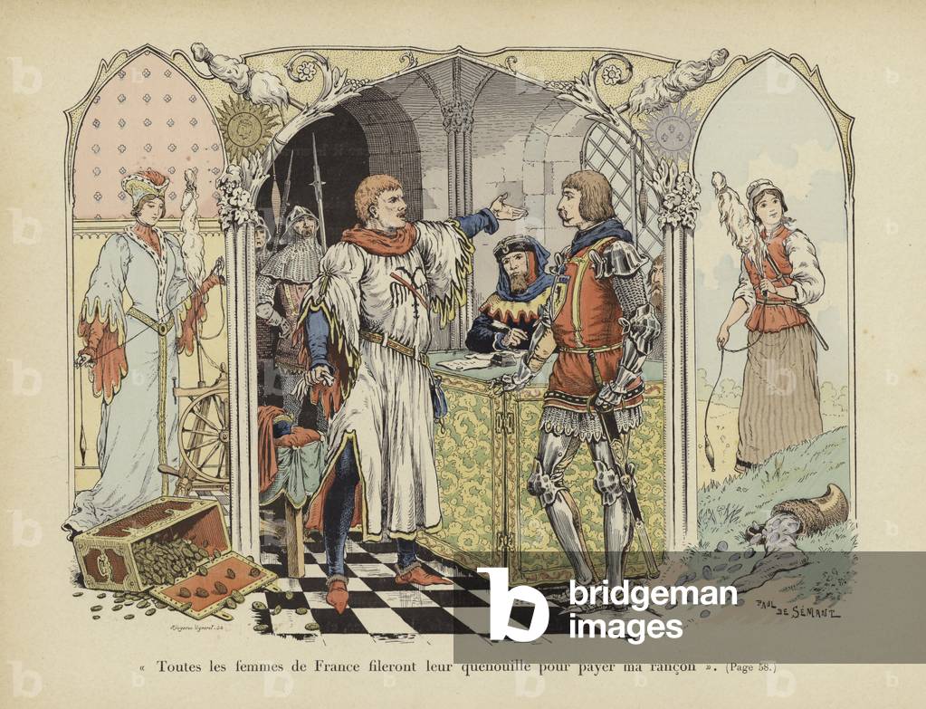 “Alle Frauen Frankreichs werden ihre Distaffs drehen, um mein Lösegeld zu zahlen” (Farbe litho)