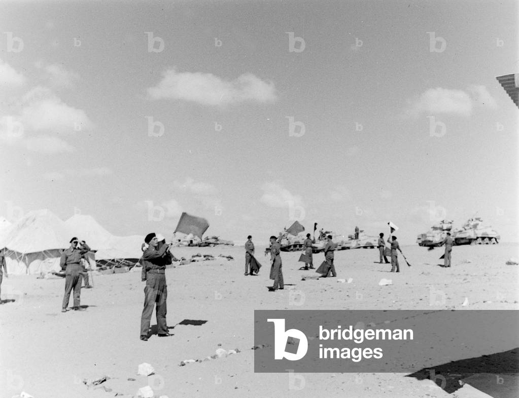 Flag wagging, North Africa, 1943 circa (b/w photo)