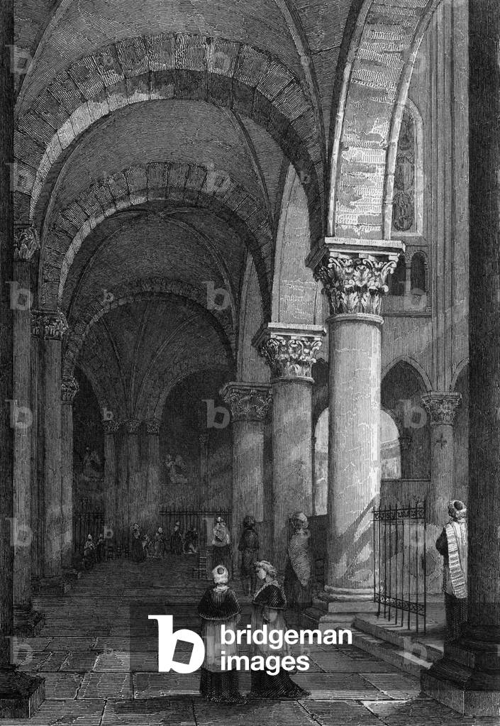Immagine di Incisione "La chiesa di Saint Germain des Pres" 1845 di French School, b/w