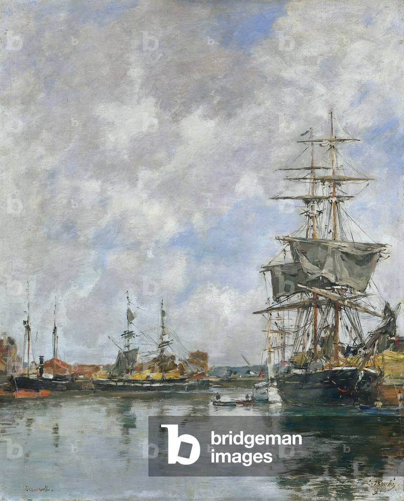 Immagine di Dipinto "il bacino di Deauville", 1891 di Eugene Louis Boudin