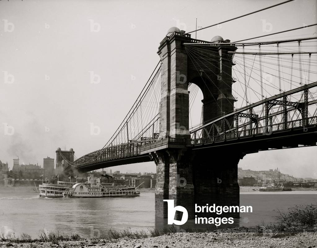 Bild von Fotografie "Ansicht von Suspension Bridge", b/w