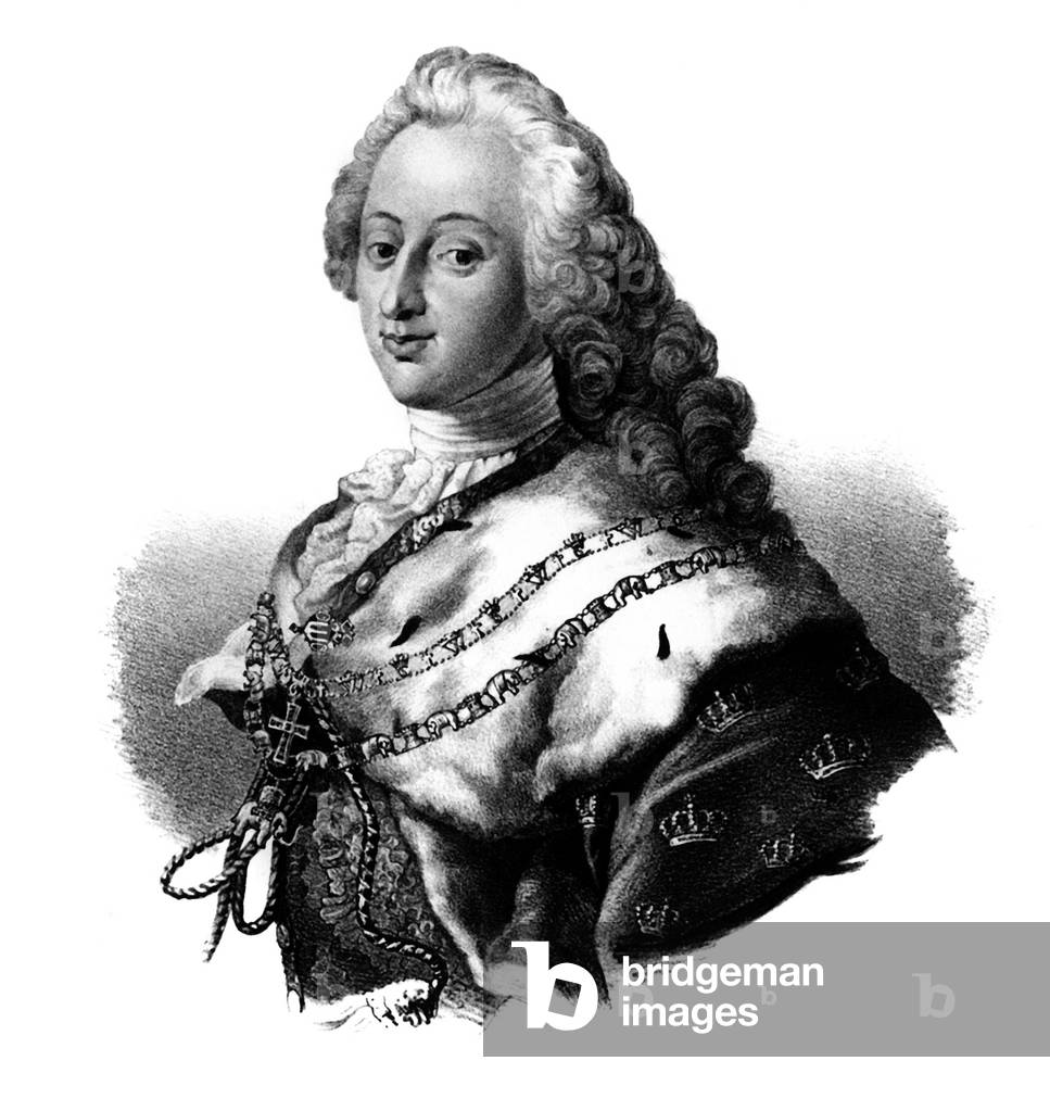 Bild von Gravur "Frederik V aus Dänemark", b/w