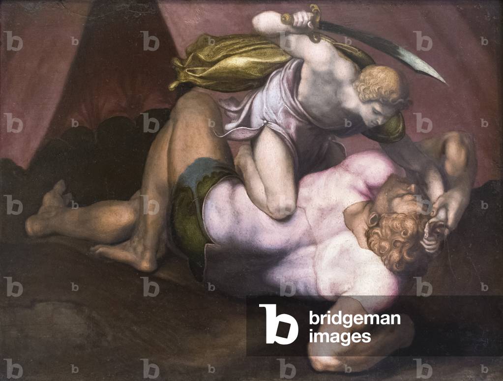 Davide e Golia, XVI secolo, (ardesia)