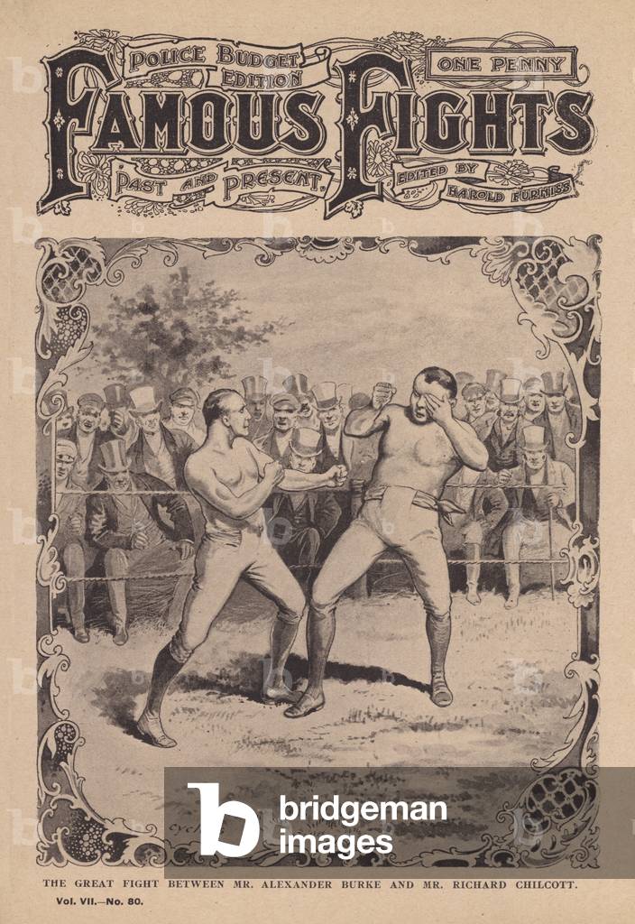 Bild von Druck "Der große Kampf zwischen Herrn Alexander Burke und Richard Chilcott (litho)" 1901 von English 