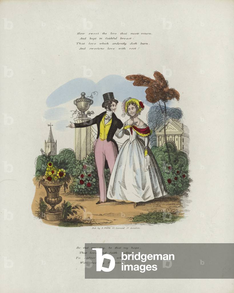 "Britische Valentinstagskarte mit Bild eines Mannes und einer Frau" von English School