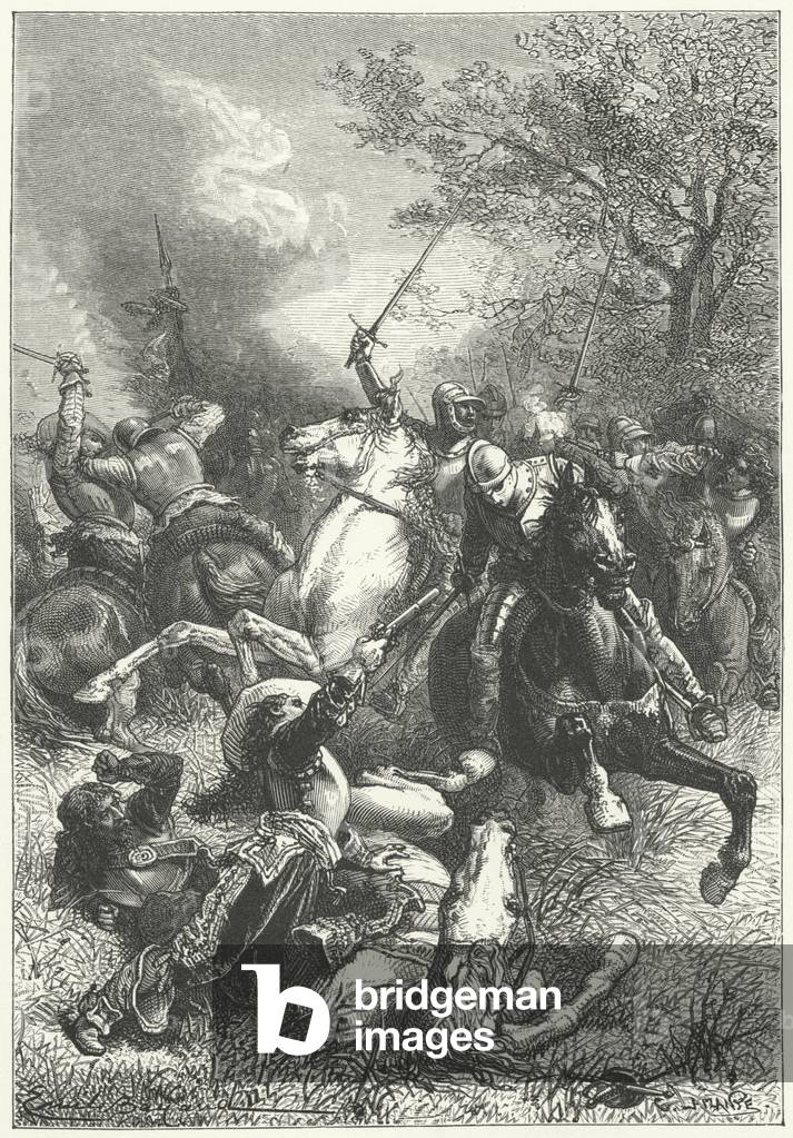 Image de Gravure représentant Cromwell's Ironsides fighting Royalist cavalry in the English Civil War (gravure