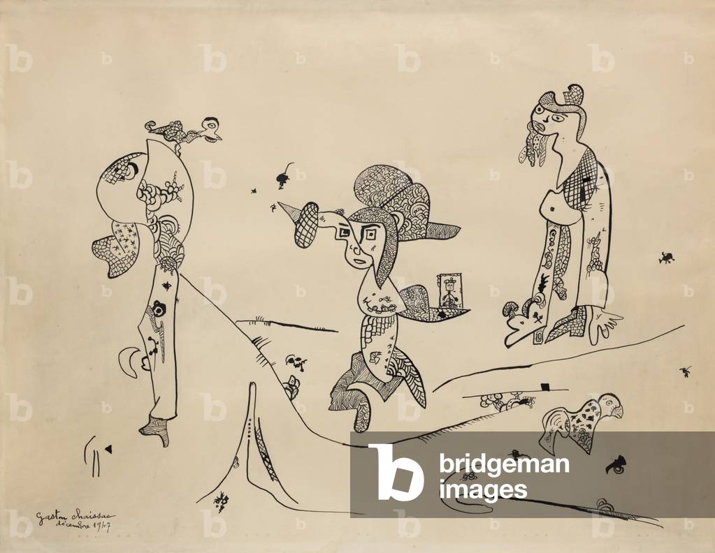 Bild von Zeichnung "Zeichnung", 1947 von Gaston Chaissac, b/w