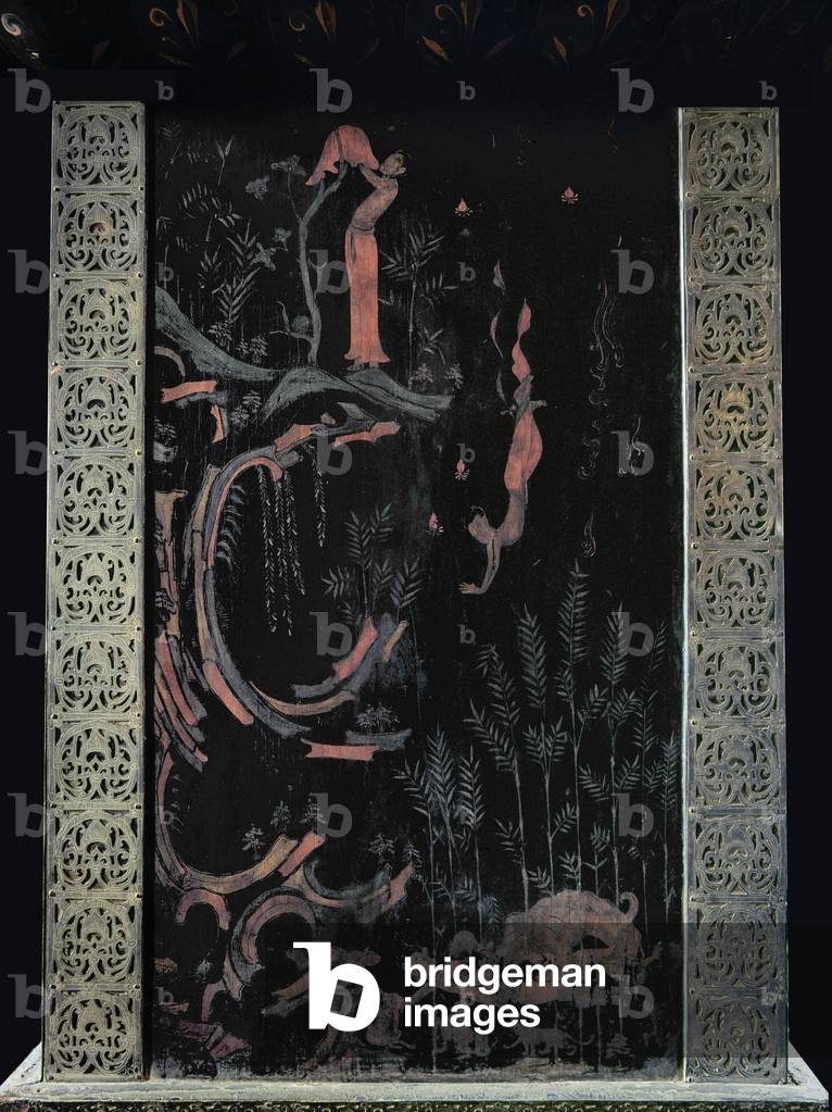 Image of The Hungry Tigress Jataka, lacquer painting on a panel of