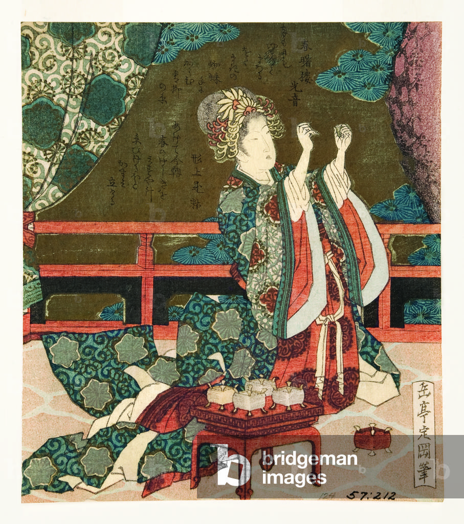 "Cinese donna esaminando un filo", 1823-25 di Yashima Gakutei