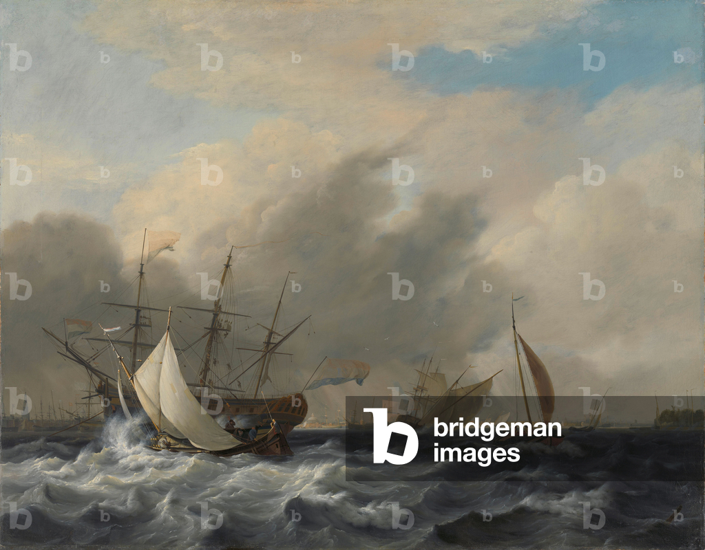 Das Kriegsschiff 'Amsterdam' der Marine vor der Westerlaag, 1807 (Öl auf Leinwand)